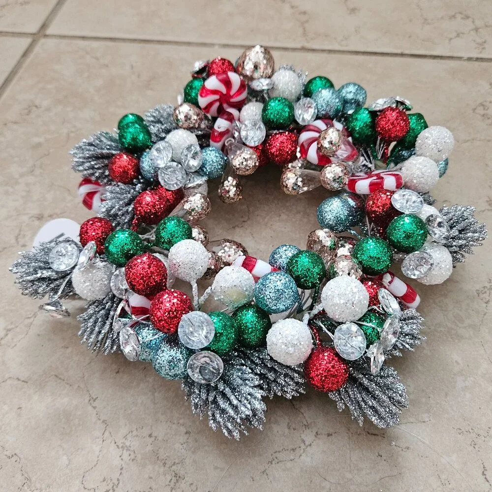 RARE SALZBURG CREATIONS PEPPERMINT DREAMS JEWELED CHRISTMAS CANDLE HOLDER RING